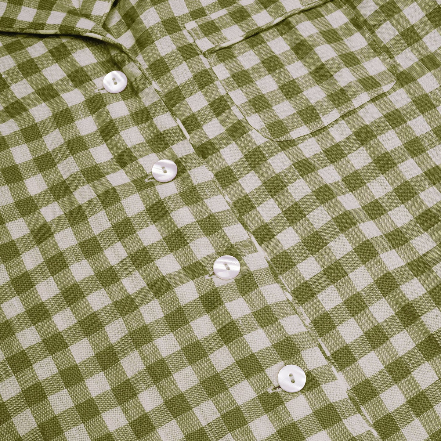 Botanical Green Gingham Linen Night Shirt