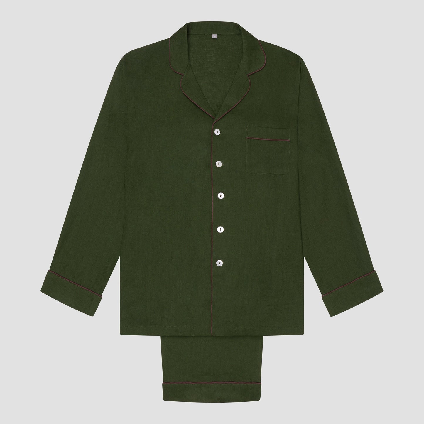 Men's Fern Green Linen Pyjama Trouser Set
