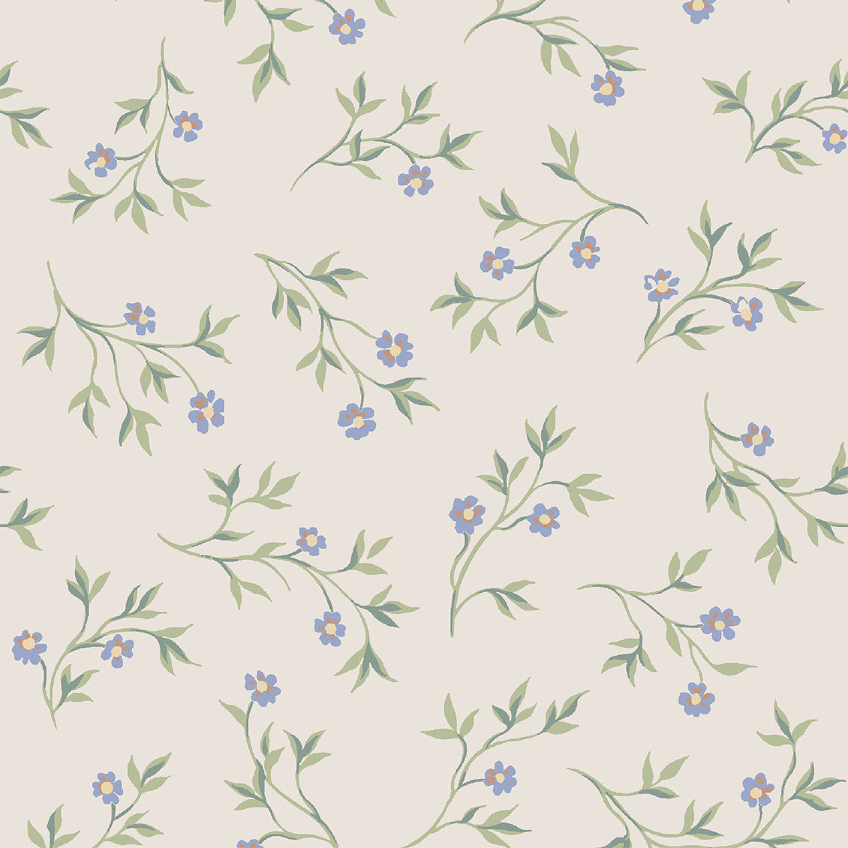 Cream Spring Sprig Wallpaper