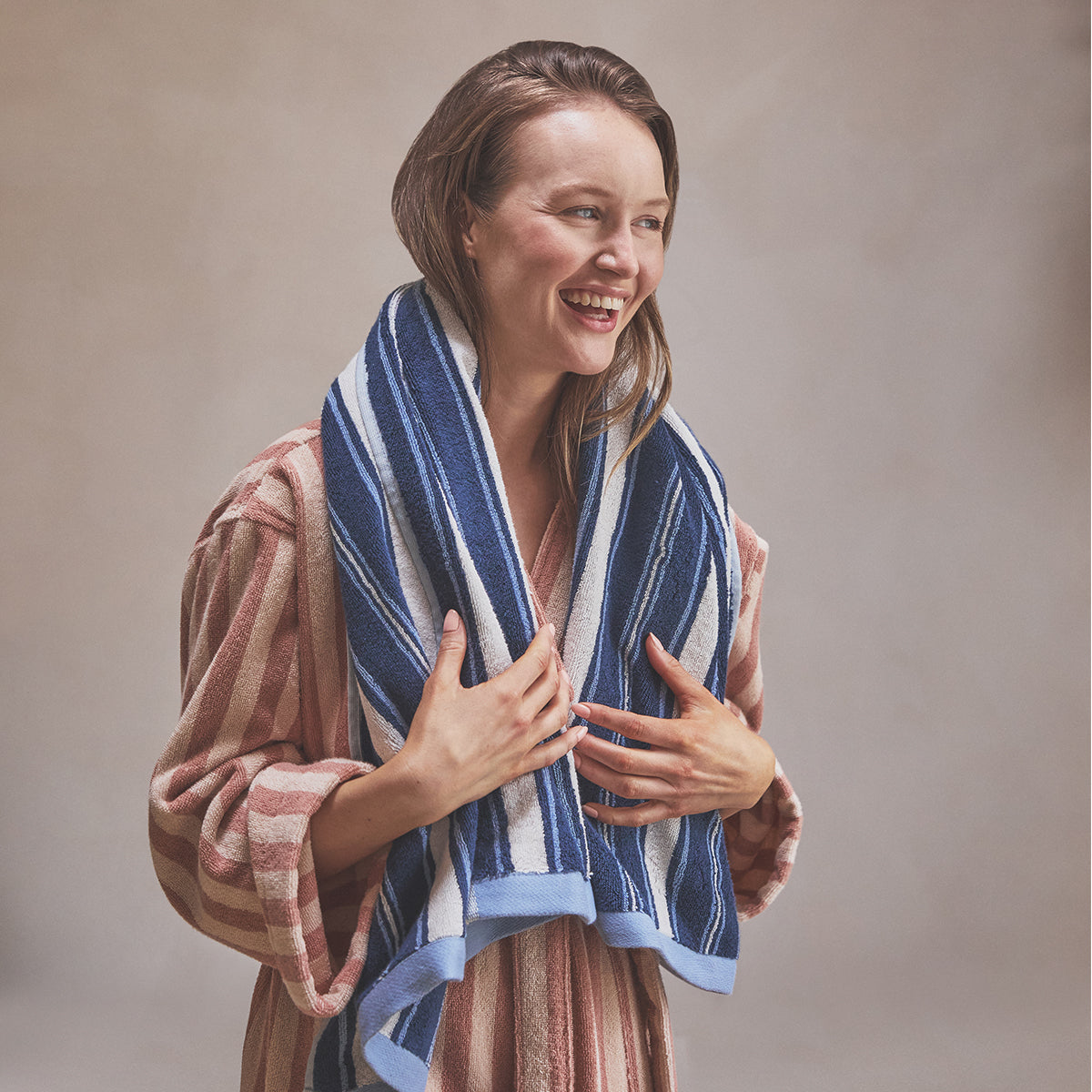 Marina Blue Shoreham Stripe Cotton Towels