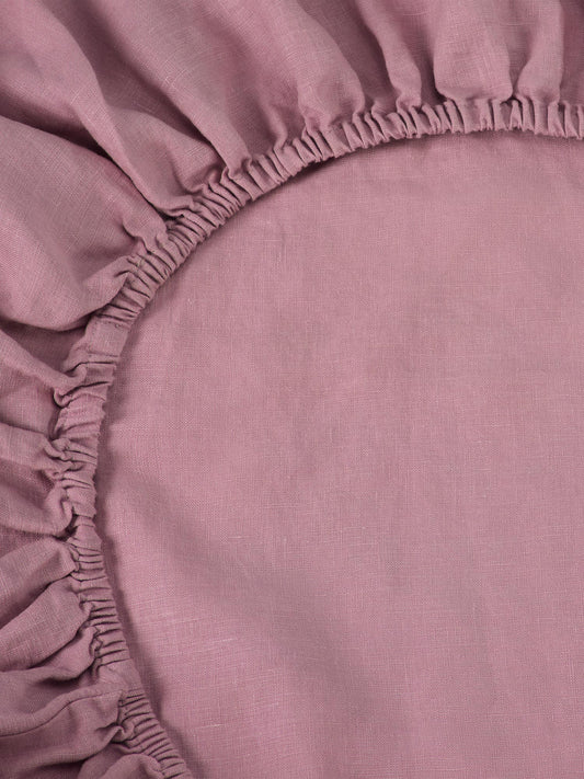 Raspberry 100% Linen Fitted Sheet