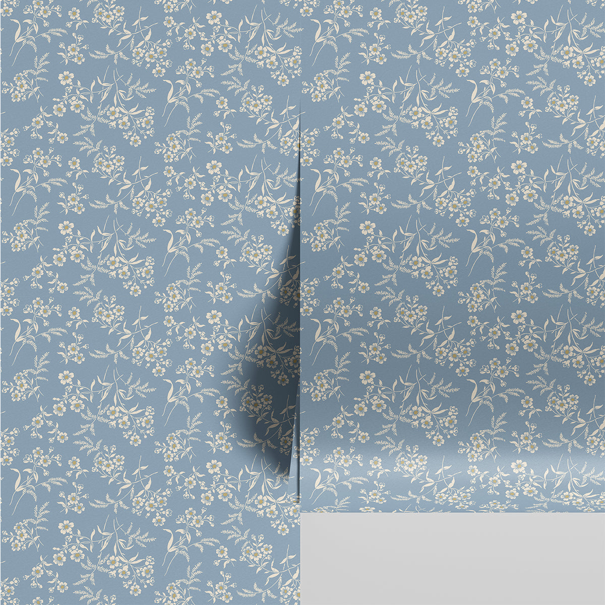 Warm Blue Camille Floral Wallpaper