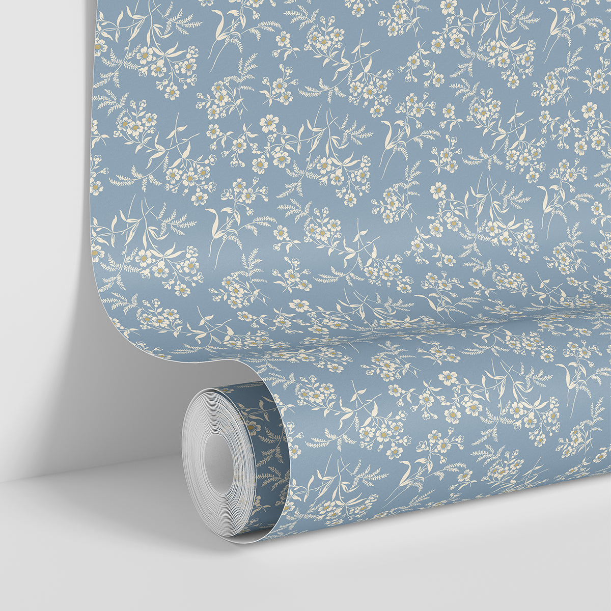 Warm Blue Camille Floral Wallpaper