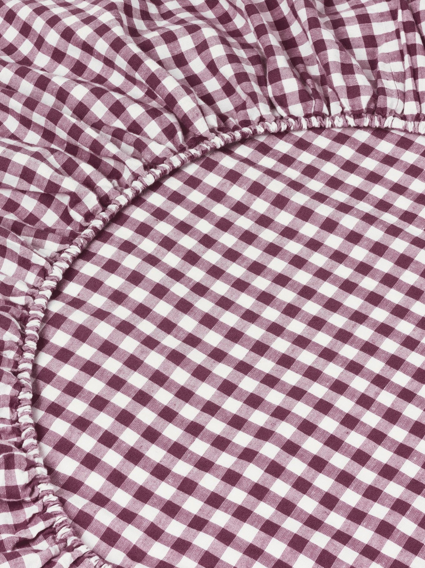 Berry Gingham 100% Linen Fitted Sheet