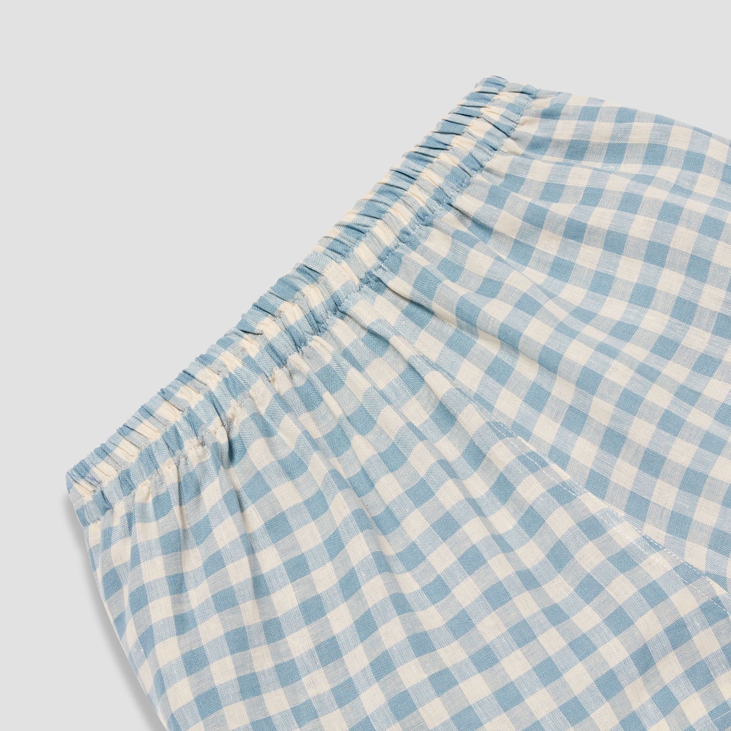 Men's Warm Blue Gingham Linen Pyjama Trouser Set