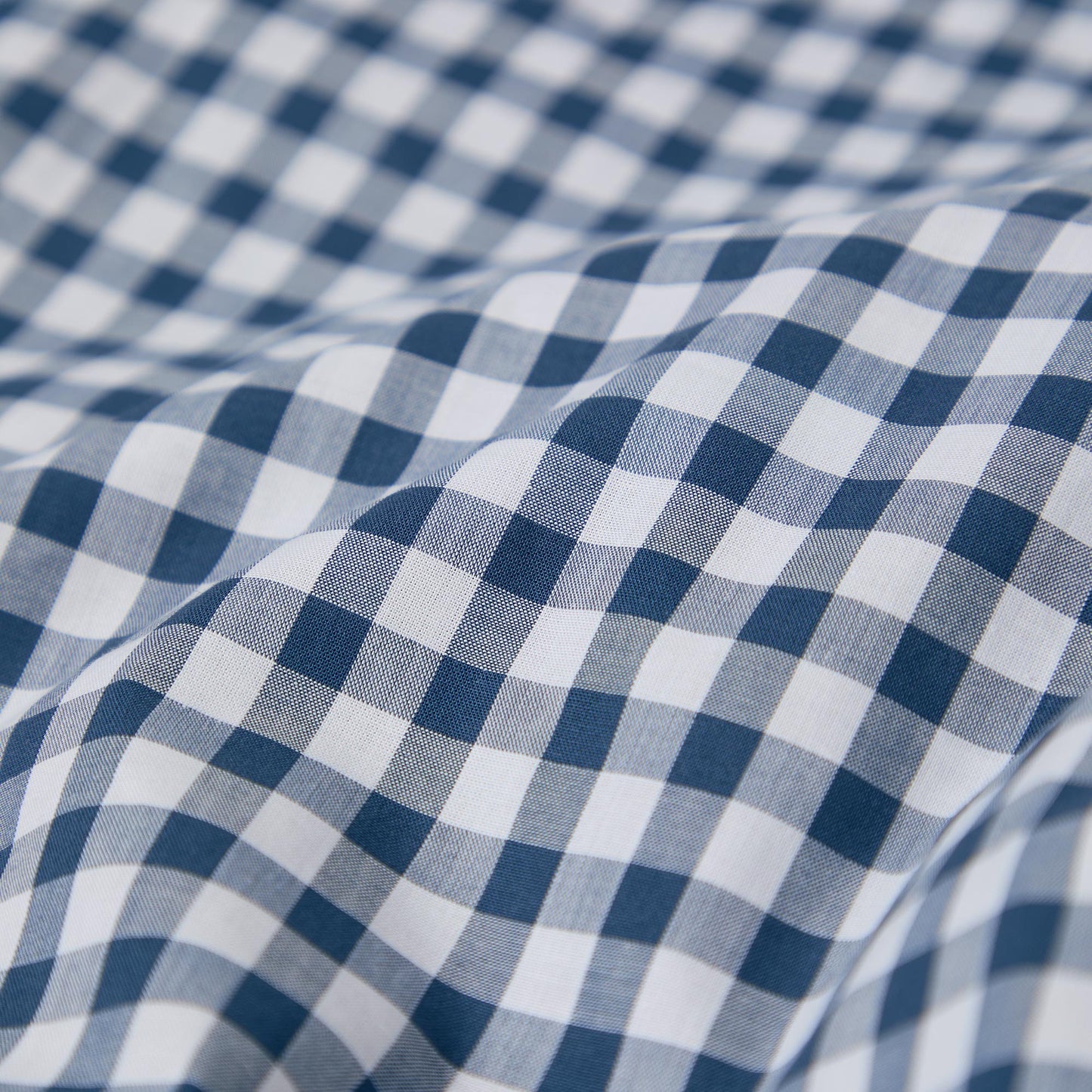 Indigo Small Gingham Cotton Flat Sheet