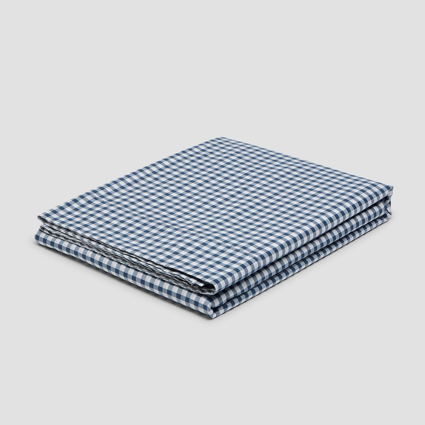Indigo Small Gingham Cotton Flat Sheet
