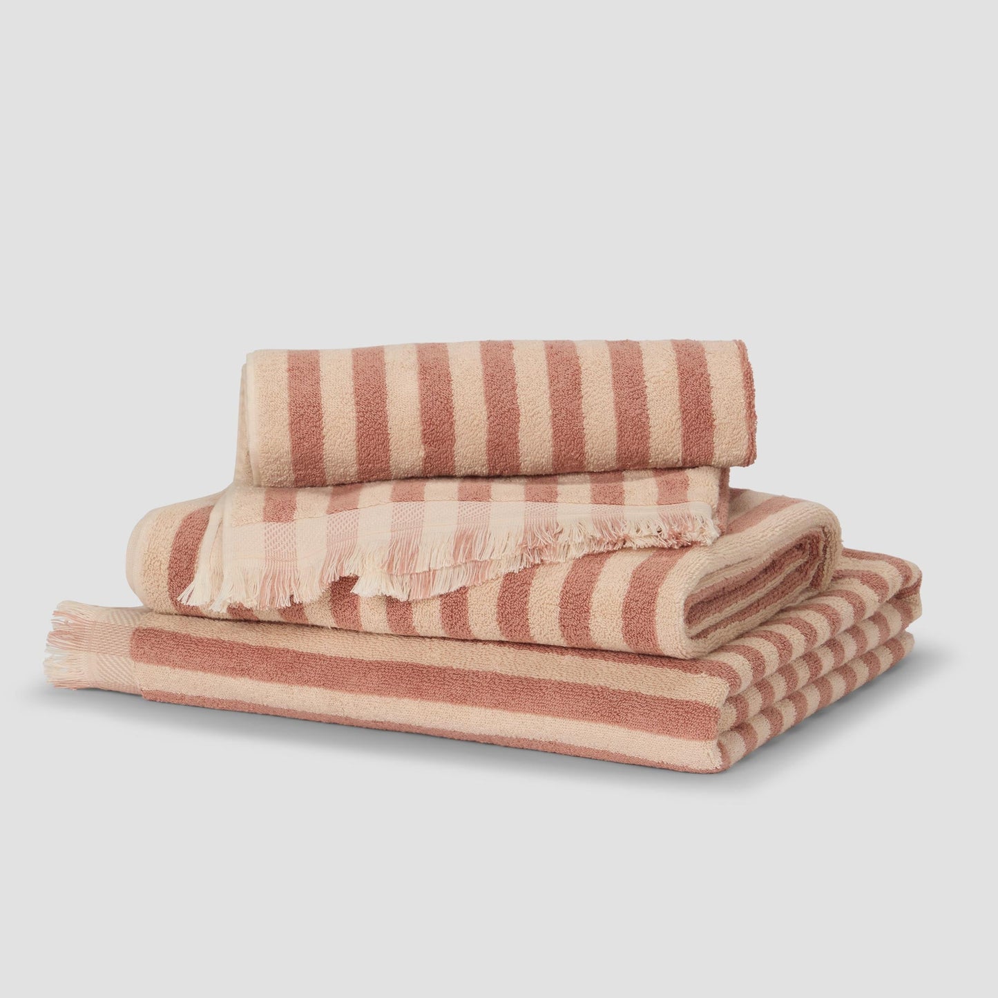 Sand Shell Pembroke Stripe Cotton Towels
