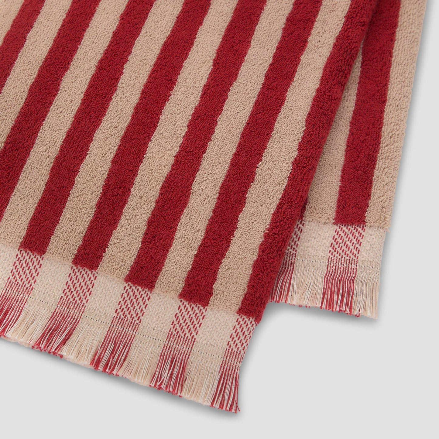 Sandstone Red Pembroke Stripe Cotton Towels