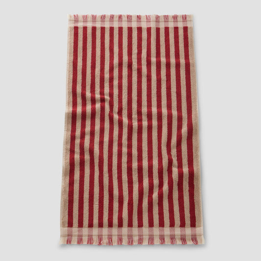 Sandstone Red Pembroke Stripe Cotton Towels
