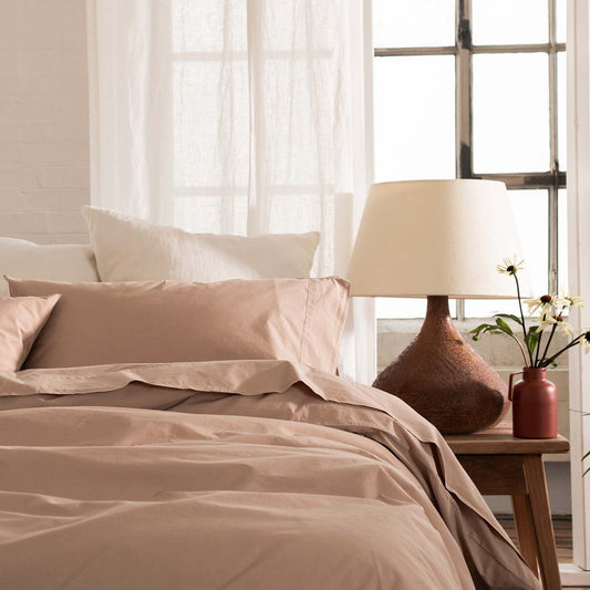 Cafe au Lait Washed Cotton Percale Duvet Cover