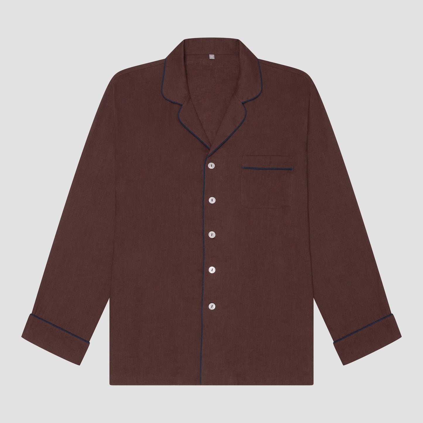 Men's Conker Brown Linen Pyjama Shirt