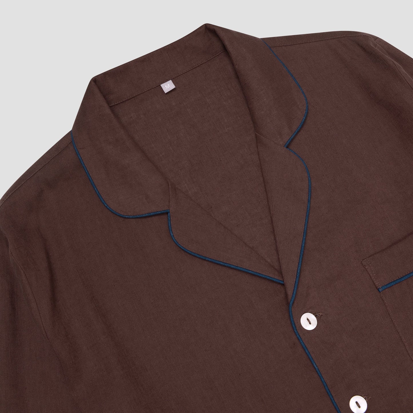Men's Conker Brown Linen Pyjama Shirt