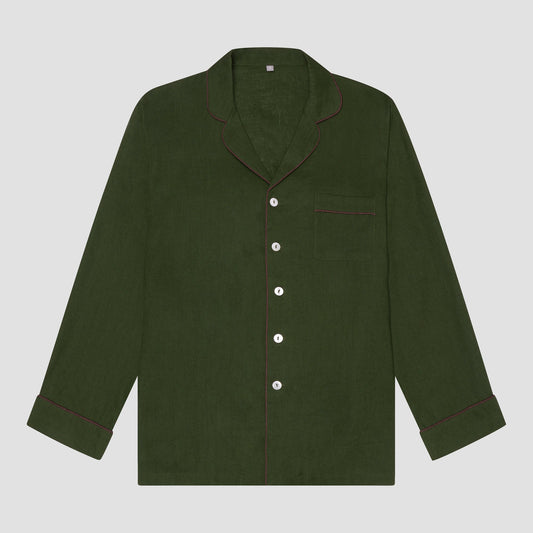 Men's Fern Green Linen Pyjama Shirt