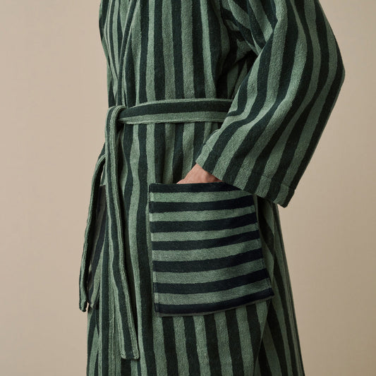 Pine Green Pembroke Stripe Cotton Robe