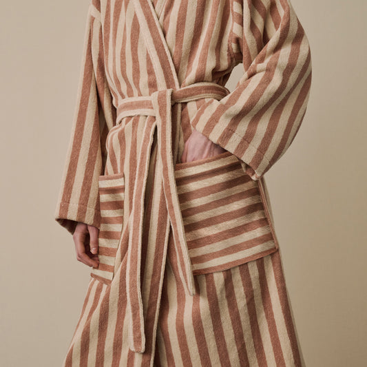 Sand Shell Pembroke Stripe Cotton Robe