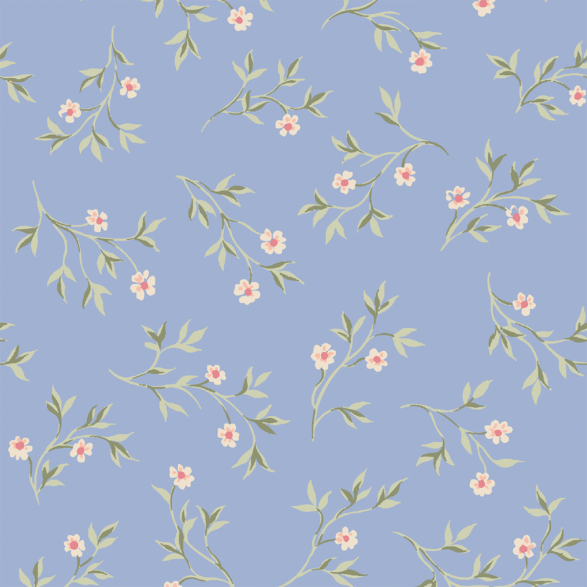 Meadow Blue Spring Sprig Wallpaper