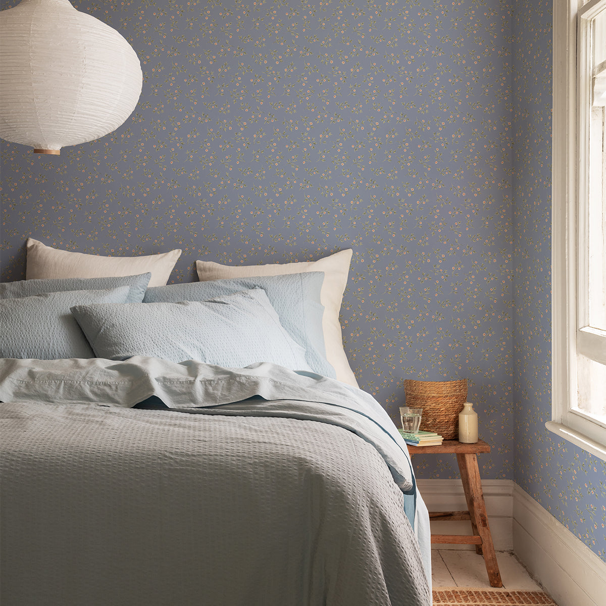 Meadow Blue Spring Sprig Wallpaper