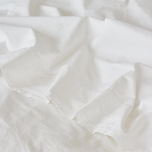 White Washed Cotton Percale Flat Sheet